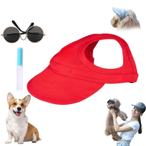 Outdoor Sun Protection Hood for Dogs,Pet Dog Sun Protection Visor Hat,Dog Sun Hat,Dog Baseball Hat,Adjustable Dog Sun Hat with Ear Holes,Outdoor Sport Sun Cap for Small Dogs (F, M) von Grolomo