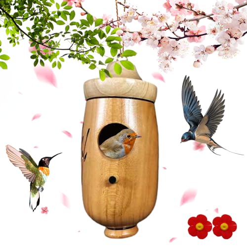 Shirem Wooden Hummingbird House,Wooden Hummingbird Houses for Outside,Hummingbird Nesting House for Outside Hanging,Wooden Hummingbird House-Gift for Nature Lovers (3pcs) von Grolomo