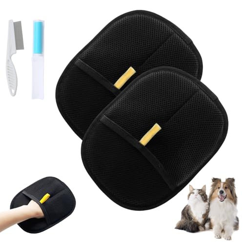 Yomi Pet Hair Remover Glove,Celery Pets Double Sided Grooming Glove,Pet Hair Remover Electrostatic Gloves for Dog & Cat,Washable (2pcs) von Grolomo