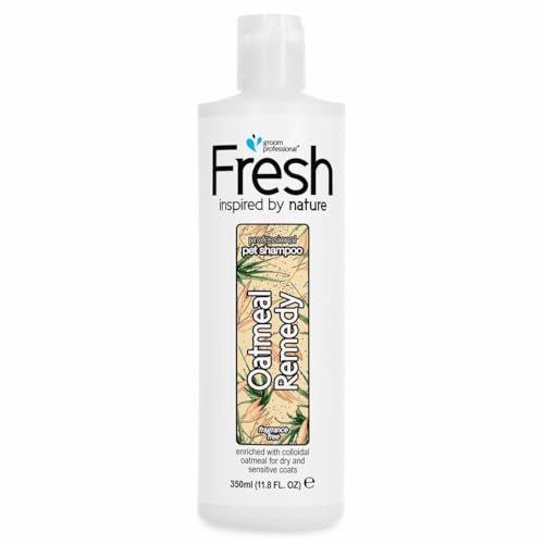 GROOM PROFESSIONAL Fresh Oatmeal Remedy Hundeshampoo Sensitiv - Natürliches Hundeshampoo für Empfindliche Haut - Lindert Hautirritationen - Hypoallergenes Shampoo - Reinigt & Beruhigt, 350ml von GROOM PROFESSIONAL