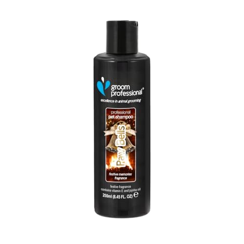 GROOM PROFESSIONAL Paw Bells Hundeshampoo - Hundeshampoo Gegen Geruch - Tiefenreinigendes Shampoo - Reinigt & Beseitigt Gerüche - Macht das Fell Weich & Kämmbar - Festlicher Duft, 250ml von Groom Professional