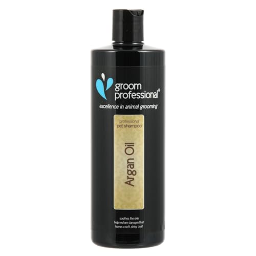 Groom Professional Argan Oil Hundeshampoo Sensitiv - Revitalisierendes Shampoo für Hunde - Hundeshampoo für Trockene & Juckende Haut - Perfekt für Trockenes & Beschädigtes Fell, 450ml von Groom Professional