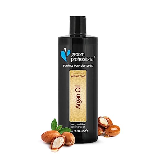 Groom Professional Argan Oil Hundeshampoo Sensitiv - Revitalisierendes Shampoo für Hunde - Hundeshampoo für Trockene & Juckende Haut - Perfekt für Trockenes & Beschädigtes Fell, 450ml von Groom Professional