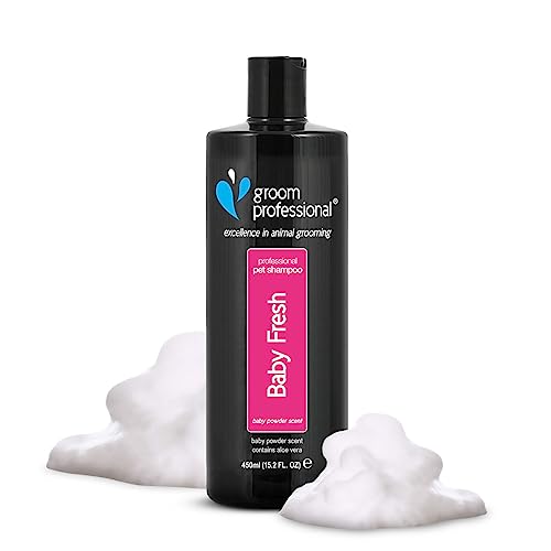GROOM PROFESSIONAL Baby Fresh Hundeshampoo Sensitiv - Hundeshampoo Gegen Geruch - Babypuderduft - Für Juckende & Trockene Haut - Sanft Duftendes Welpenshampoo - Perfekt für Welpen, 450ml GROOM PROFESSIONAL Baby Fresh Hundeshampoo Sensitiv - Hundeshampoo Gegen Geruch - Babypuderduft - Für Juckende & Trockene Haut - Sanft Duftendes Welpenshampoo - Perfekt für Welpen, 450ml von GROOM PROFESSIONAL