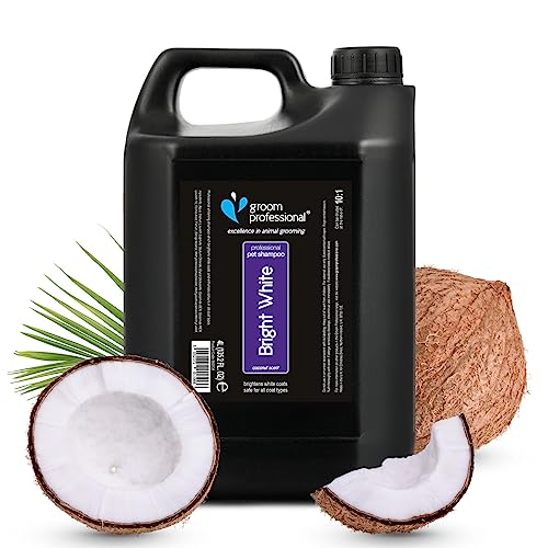 GROOM PROFESSIONAL Bright White Hundeshampoo Weißes Fell - Tiefenreinigendes Shampoo für Hunde - Hellt Weißes Fell Auf - Aufhellendes Shampoo - Entfernt Flecken und Gerüche, 4 Liter GROOM PROFESSIONAL Bright White Hundeshampoo Weißes Fell - Tiefenreinigendes Shampoo für Hunde - Hellt Weißes Fell Auf - Aufhellendes Shampoo - Entfernt Flecken und Gerüche, 4 Liter von GROOM PROFESSIONAL