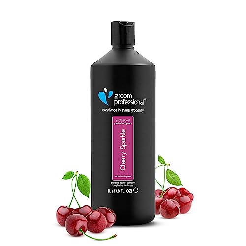 Groom Professional Cherry Sparkle Hundeshampoo - Tiefenreinigendes Shampoo für Hunde - Hundeshampoo Gegen Geruch - Revitalisiert das Fell - Schützt die Hautzellen vor Schäden, 1 Liter von Groom Professional