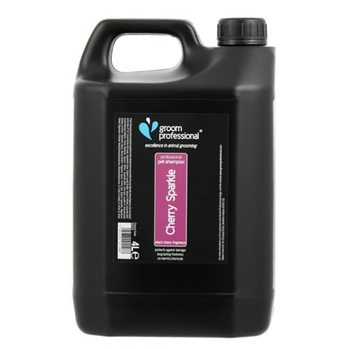 GROOM PROFESSIONAL Cherry Sparkle Hundeshampoo - Tiefenreinigendes Shampoo für Hunde - Hundeshampoo Gegen Geruch - Revitalisiert das Fell - Schützt die Hautzellen vor Schäden, 4 Liter von Groom Professional