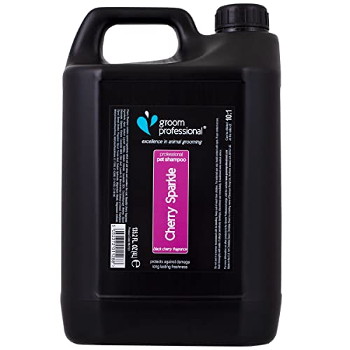 GROOM PROFESSIONAL Cherry Sparkle Hundeshampoo - Tiefenreinigendes Shampoo für Hunde - Hundeshampoo Gegen Geruch - Revitalisiert das Fell - Schützt die Hautzellen vor Schäden, 4 Liter von GROOM PROFESSIONAL