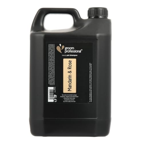 GROOM PROFESSIONAL Exclusive Mandarin & Rose Hundeshampoo - Hundeshampoo Gegen Geruch - Luxuriöses Duftshampoo für Hunde - Macht das Fell Weich & Glänzend - Reinigt Tief - Fruchtiger Duft, 4 Liter von GROOM PROFESSIONAL