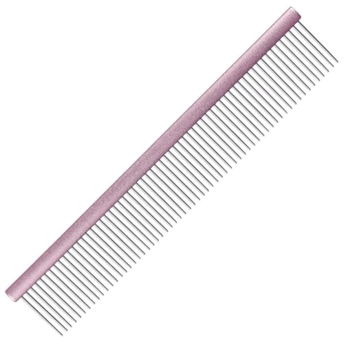 GROOM PROFESSIONAL Spectrum Kamm 50/50 - Hundekamm - Kurze 36mm Zähne - Perfekter Kamm für Rassen mit dickerem Fell - Ideal für mittlere oder größere Hunde - Hellrosa, 25cm von GROOM PROFESSIONAL
