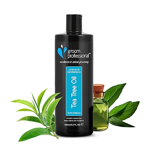 GROOM PROFESSIONAL Tea Tree Oil Hundeshampoo Sensitiv - Hundeshampoo Gegen Juckreiz - Beruhigendes Shampoo für Juckende Haut - Lindert Hautreizungen - Beruhigt und Heilt, 450ml GROOM PROFESSIONAL Tea Tree Oil Hundeshampoo Sensitiv - Hundeshampoo Gegen Juckreiz - Beruhigendes Shampoo für Juckende Haut - Lindert Hautreizungen - Beruhigt und Heilt, 450ml von GROOM PROFESSIONAL
