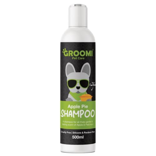 GROOMI Apple Pie Hundeshampoo, 500 ml, pflegende Haustierwäsche mit natürlichen Apfelextrakten, verbessert die Fellgesundheit, sanfte Formel, vegan, geeignet für alle Rassen, hergestellt in von Groomi