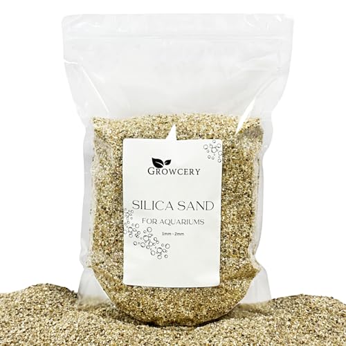 Growcery Kieselsand – grober 1–2 mm Substratfüller für Aquarien, ideal als Aquarienkies und Aquarienkies, verbessert die Ästhetik und Gesundheit Ihrer Aquarienumgebung (2 kg) von Growcery