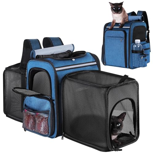 Groxkox Katzentragerrucksack für Reisen, Hundetragerucksack für große Katzen, kleine Hunde, Welpen bis zu 9 kg, erweiterbarer Katzenrucksack für Outdoor-Wandern, Haustier-Tragerucksack, Groxkox Katzentragerrucksack für Reisen, Hundetragerucksack für große Katzen, kleine Hunde, Welpen bis zu 9 kg, erweiterbarer Katzenrucksack für Outdoor-Wandern, Haustier-Tragerucksack, von Groxkox