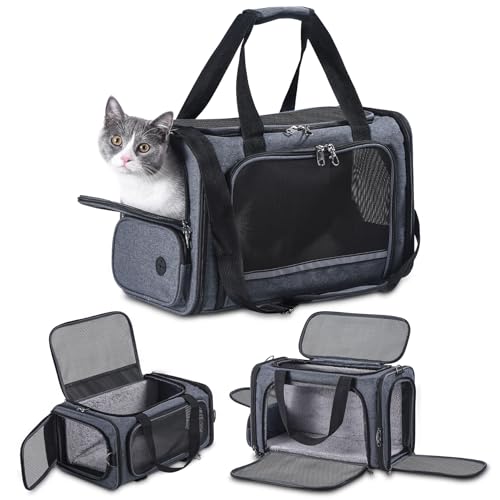 Groxkox Katzentragetasche für Haustiere, von Flugzeug zugelassen, unter dem Sitz, TSA-Fluggesellschaften zugelassen, weiche Tragetasche für Katzen, Hunde, 44,5 x 21,6 x 27,9 cm, Grau Groxkox Katzentragetasche für Haustiere, von Flugzeug zugelassen, unter dem Sitz, TSA-Fluggesellschaften zugelassen, weiche Tragetasche für Katzen, Hunde, 44,5 x 21,6 x 27,9 cm, Grau von Groxkox