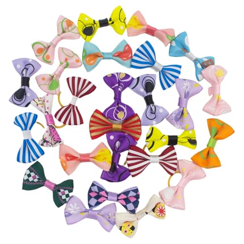Grtheenumb 50pcs Hundehaarbögen, 1, 5 Zoll niedliche Haarbögen für Hundezubehör Mädchen mit Gummibändern, perfekt für Katze, Welpe, Kätzchen, Kaninchenpflege, zufällige Colordog von Grtheenumb
