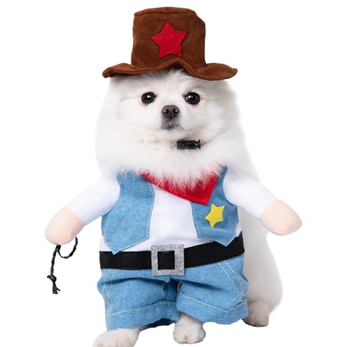 Grtheenumb Hund Halloween Kostüm, lustiges Hund Cowboy Kostüm mit Hut, weiche, atmungsbezogene Chucky -Hundekostüm, süße Hundekleidung für Halloween -Cosplay -Party, M -Hundekostüme Grtheenumb Hund Halloween Kostüm, lustiges Hund Cowboy Kostüm mit Hut, weiche, atmungsbezogene Chucky -Hundekostüm, süße Hundekleidung für Halloween -Cosplay -Party, M -Hundekostüme von Grtheenumb