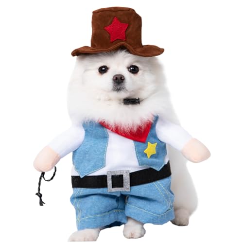 Grtheenumb Hund Halloween Kostüm, lustiges Hund Cowboy Kostüm mit Hut, weiche, atmungsbezogene Chucky -Hundekostüm, süße Hundekleidung für Halloween -Cosplay -Party, S Hund Kostüme Grtheenumb Hund Halloween Kostüm, lustiges Hund Cowboy Kostüm mit Hut, weiche, atmungsbezogene Chucky -Hundekostüm, süße Hundekleidung für Halloween -Cosplay -Party, S Hund Kostüme von Grtheenumb