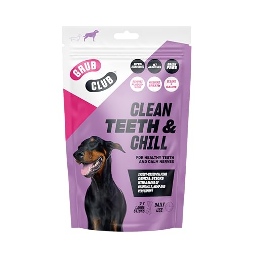 Large Insect Protein Calming Dental Stick - Getreidefrei, Hypoallergen und Planetenfreundlich - 1 Packung mit 7 großen Sticks (175g) - GRUB CLUB von Grub Club