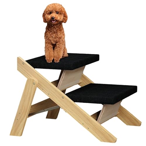 Faltbare Hunderampe - rutschfeste 2-in-1-Stufen für Hunde zum Bett aus Holz | Stabile Katzentreppe, leichte Hundebetttreppe für verletzte Hunde, alte Katzen, Couch Gruwkue von Gruwkue