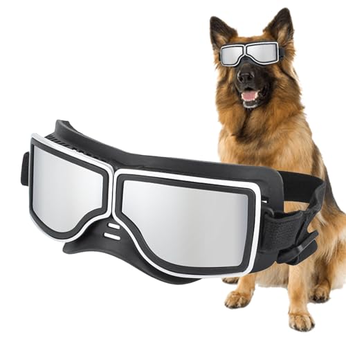 Gruwkue Hundebrillen,Brillen für Hunde - Hundebrille UV-Schutz für Hunde großer und mittlerer Rassen - Hundesonnenbrille, UV-Schutz, Wind, Staub, Nebel, für mittelgroße oder große Hunde von Gruwkue