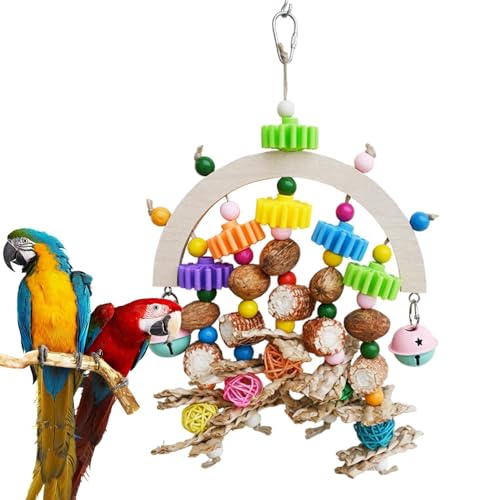 Vogelspielzeug für Papageien,Maiskolben-Kauspielzeug für Vögel - Natürliches Maiskolben-Vogelhaus-Hängespielzeug - Buntes, aus Mais geflochtenes, handgefertigtes Vogel-Kauspielzeug für kleine und mitt von Gruwkue