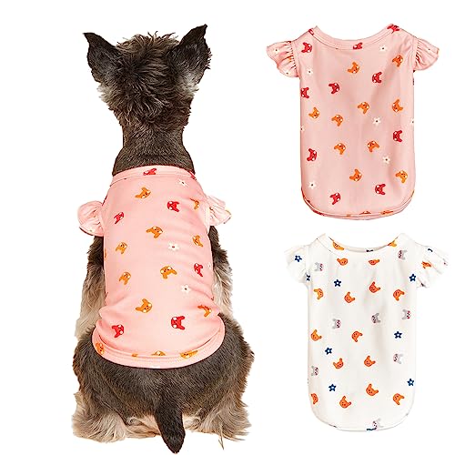 2 Stück Haustier Hund T-Shirts Welpe Ruffle Cuff Pullover Welpen Schlafanzug für Teddy Französische Bulldogge Chihuahua (L) von GsLxx