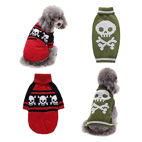 2 Totenkopf-Hundepullover, Winddichte und Warme Rollkragen-Hundepullover für kleine, Mittlere und Große Hunde (XL) von GsLxx