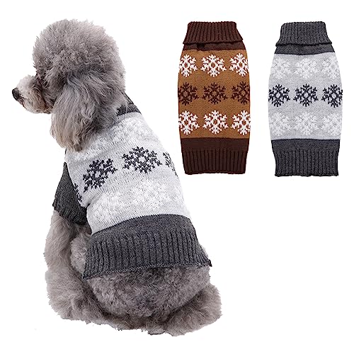 2PCs Weihnachten Schneeflocke Haustier Hund Pullover Hund Pullover für Chihuahua Schnauzer Bichon Frisé Corgi Französische Bulldogge (L) von GsLxx