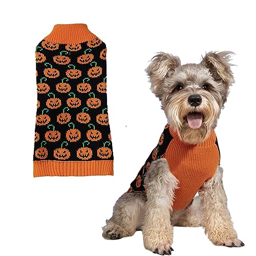 Haustier Hund Halloween Kürbis Strickpullover Geeignet für warme Kleidung für Kätzchen und Welpen (L) von GsLxx