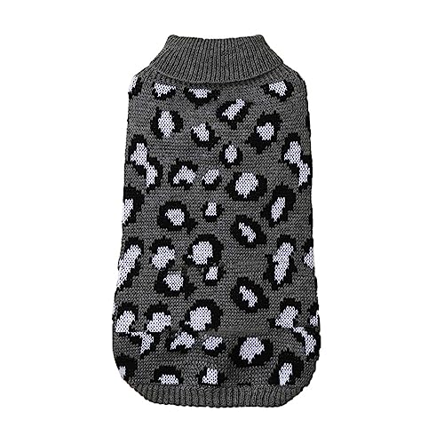 Haustier Hund Pullover Bequeme und warme Leopard Pyjama Halloween Strick Hund Pullover (Grauer Leopardenmuster, L) von GsLxx