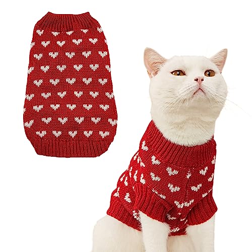 Haustier Katze Pullover Kätzchen Welpe rosa Liebe warme Kleidung Katze Zuhause Kleidung Rundhals Sweatshirt von GsLxx