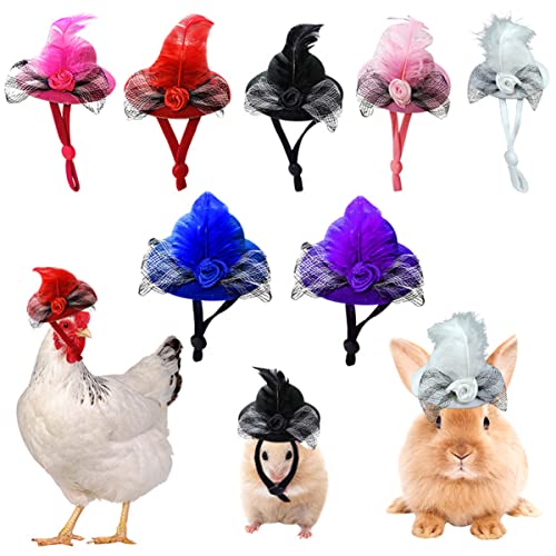 Hühnerhut für Junggesellinnenabschied, Mini-Kappe mit verstellbarem Gummiband für lustige Kleintiere, Hut, Vogel, Kaninchen, Zubehör, 7 Stück von GsLxx