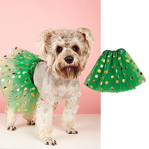 Hundekleider, Netzkleider für Haustiere, Kätzchen und Welpen, Prinzessinnenkleider mit grünem Tupfenmuster (Polka-Punkte) von GsLxx