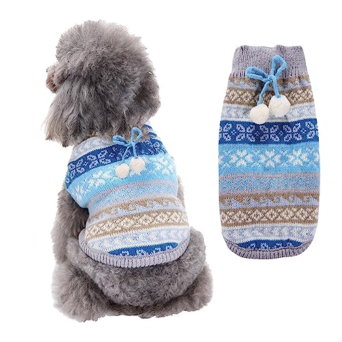 Weihnachten Hund Pullover mit Bogen Hund Strick Pullover Hund Warme Jacke Geeignet für kleine, mittlere und große Hunde (Blau, 2XL) von GsLxx