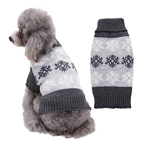Weihnachten Schneeflocke Haustier Hund Pullover Welpe Pullover für Chihuahua Schnauzer Bichon Frise Corgi Französische Bulldoggen (Grau, M) von GsLxx