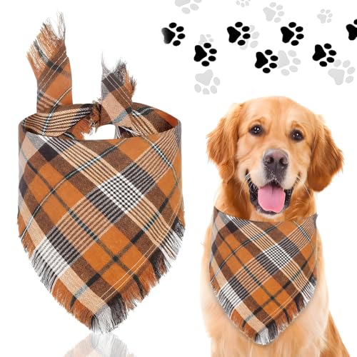 Hundehalstuch, verstellbares Herbst-Hundehalstuch, Weihnachts-Halstuch, mit Fransen, karierter Druck, für kleine, mittelgroße und große Mädchen oder Jungen, Hunde und Katzen Hundehalstuch, verstellbares Herbst-Hundehalstuch, Weihnachts-Halstuch, mit Fransen, karierter Druck, für kleine, mittelgroße und große Mädchen oder Jungen, Hunde und Katzen von Gsedaox