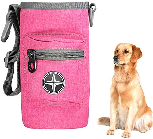 Gshy Dog Treats Bag Trainingstasche Mehrere Taschen Verstellbarer Riemen Müll Snack-Tasche (Rosa) von Gshy
