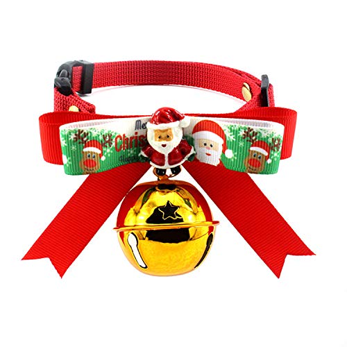 Gshy Fliege für Hunde, verstellbar, Schleife für Hundehalsband, mit Glocke für Weihnachten, Halloween, Geschenke 20 ~ 30 cm x 1,0 cm (rot) von Gshy