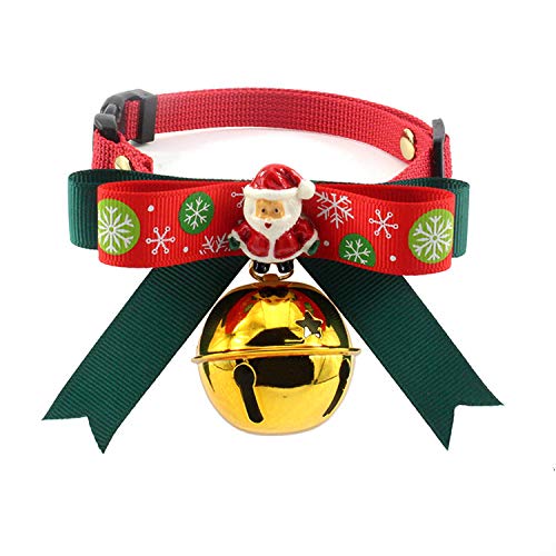Gshy Fliege für Hunde, verstellbar, Schleife für Hundehalsband, mit Glocke für Weihnachten, Halloween, Geschenke 20 ~ 30 cm x 1,0 cm (grün) von Gshy