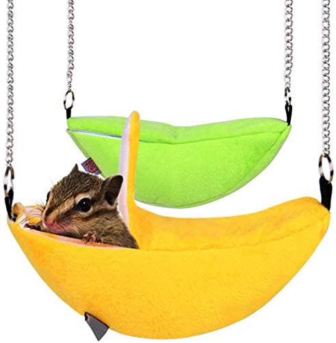 Gshy Hängematten-Bananen-Hamster 2 STÜCKE Hängendes Etagenbett Bootsmondform Schlafspielzeug für kleine Haustiere von Gshy