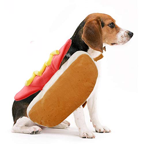 Gshy Hot Dog Tiere Welpen Kostüm Halloween Kleidung Senfgelb Kleidung für kleine Hunde (L) von Gshy