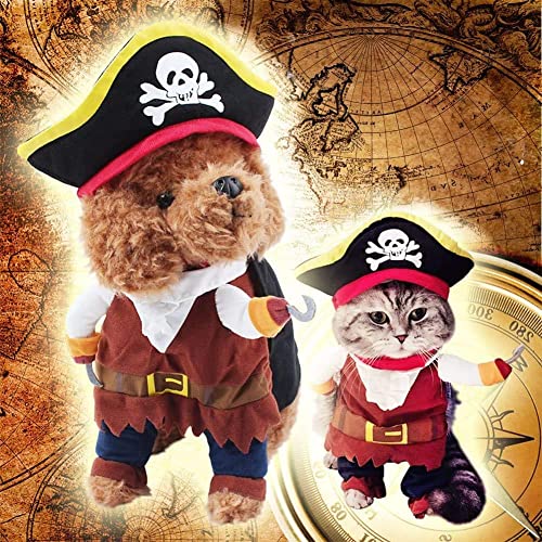 Gshy Hundekostüm Halloween Weihnachtskleidung für Haustier Lustiger karibischer Pirat Haustier-Outfit mit Hut (L) von Gshy