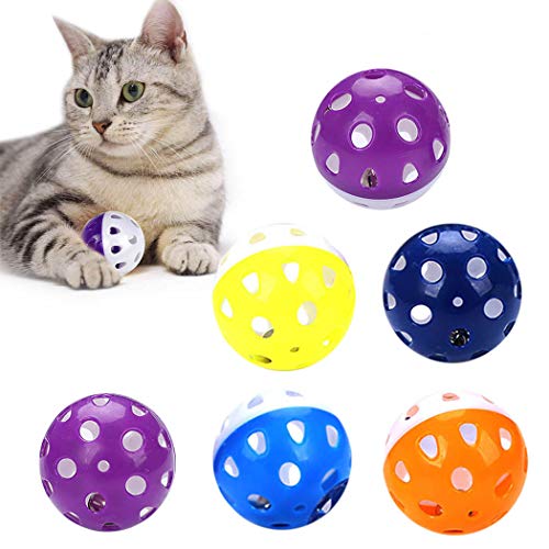 Gshy Interaktives Spielzeug für Cat 5 Stück Hohlglockenkugel aus Kunststoff Kauspielzeug Kratzen für Haustiere 4.3CM Zufällige Farbe von Gshy