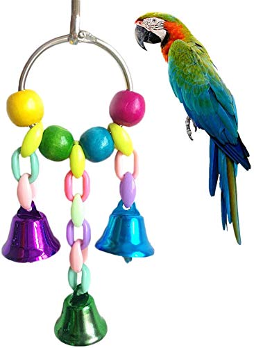 Gshy Kauspielzeug für Vogel Hängende Kette Bunte Perlen mit Glocken Spielzeug für Ara Macao Wellensittich Papagei Zubehörteil für Papageienkäfig von Gshy