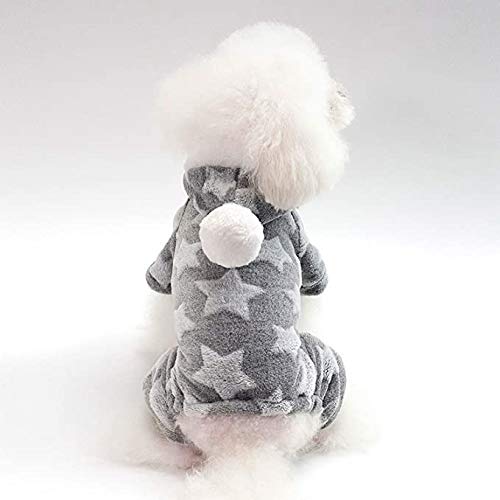 Gshy Stern Druck Herbst Winter Haustier Kleidung Fleece-Pyjama mit Kapuze Warmer Winterpullover (Grau, L) von Gshy