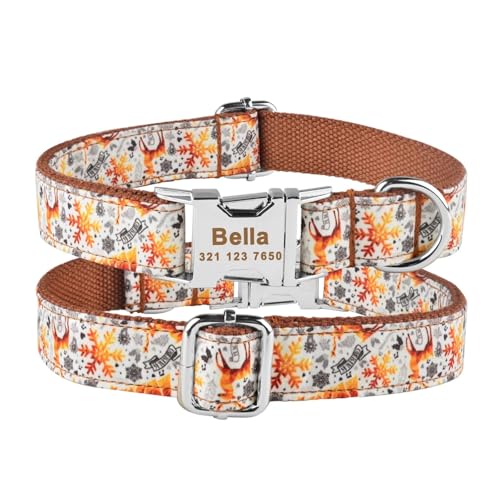 Haustierhalsbänder Graviertes bedrucktes Hundehalsband aus Nylon, personalisiertes Namensschild, verstellbares Halsband(Gray 1,S 26-40cm) von GsvUbd