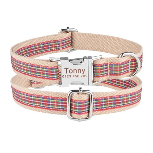 Haustierhalsbänder Graviertes bedrucktes Hundehalsband aus Nylon, personalisiertes Namensschild, verstellbares Halsband(Gray 2,M 31-50cm) von GsvUbd