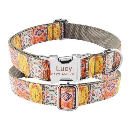 Haustierhalsbänder Graviertes bedrucktes Hundehalsband aus Nylon, personalisiertes Namensschild, verstellbares Halsband(Green 2,XS 22-31cm) von GsvUbd