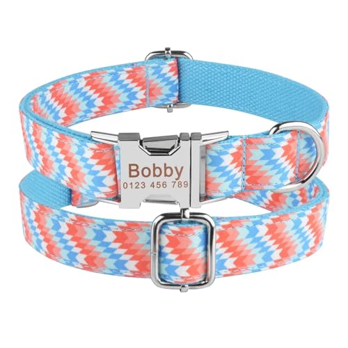 Haustierhalsbänder Graviertes bedrucktes Hundehalsband aus Nylon, personalisiertes Namensschild, verstellbares Halsband(Noir,L 35-56cm) von GsvUbd